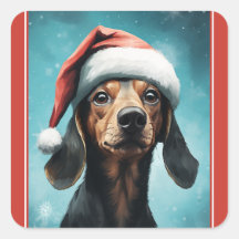 Cute Dog Wearing Santa Hat Dachshund Christmas