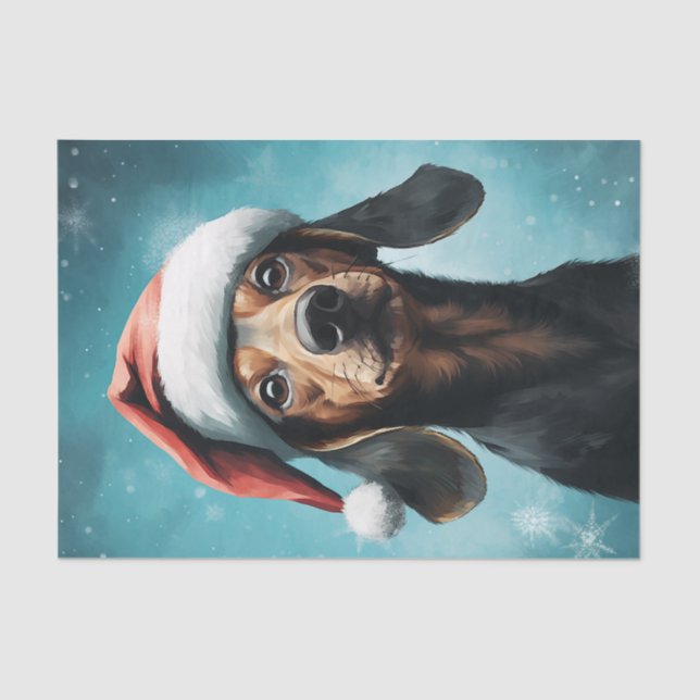 Cute Dog Wearing Santa Hat Dachshund Christmas Tissue Paper (Front)