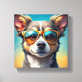 Cute dog wearing Sun Glasses Canvas Print