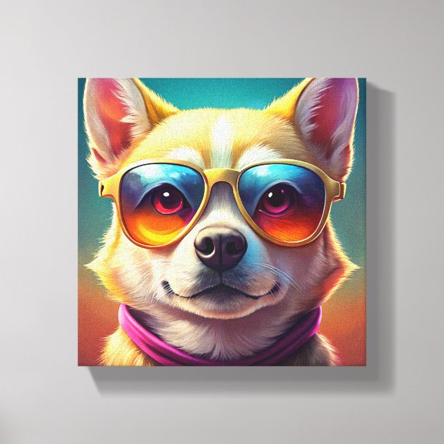 Cute dog wearing Sun glasses  Canvas Print (Front)