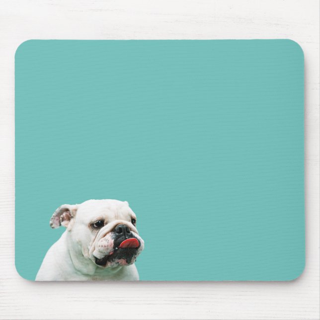 Cute dog white Bulldog Mouse Mat (Front)