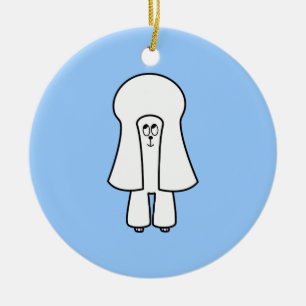 Cute Dog. White Toy Poodle / Miniature Poodle. Ceramic Tree Decoration