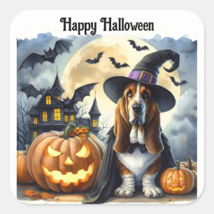 Cute Dog Witch Halloween Sticker