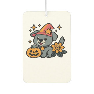 Cute Dog Witch hat Pumpkin Fun Halloween Oversized Car Air Freshener
