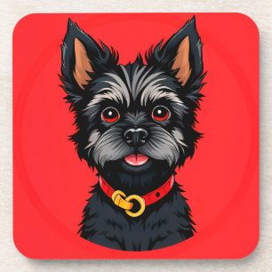 Cute Dog With a Colourful Collar Coaster