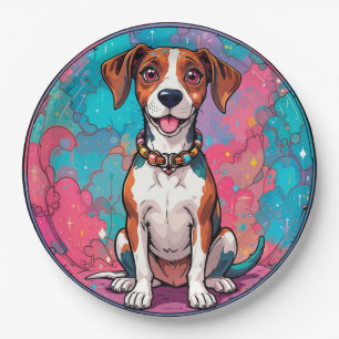Cute Dog With a Colourful Collar Paper Plate