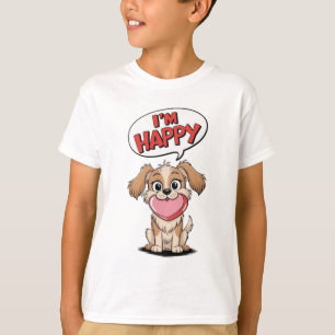 Cute Dog with a Pink Heart and a Joyful Message T-Shirt