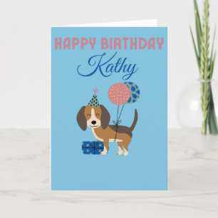 CUTE DOG WITH BALLOONS BIRTHDAY CARD