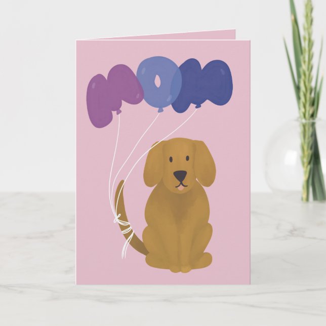 Cute Dog with Balloons Mother's Day Greeting Card (Front)
