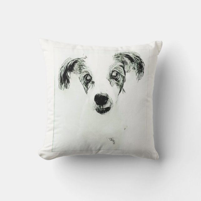 Cute Dog with Big Ears Throw Pillow (Front)