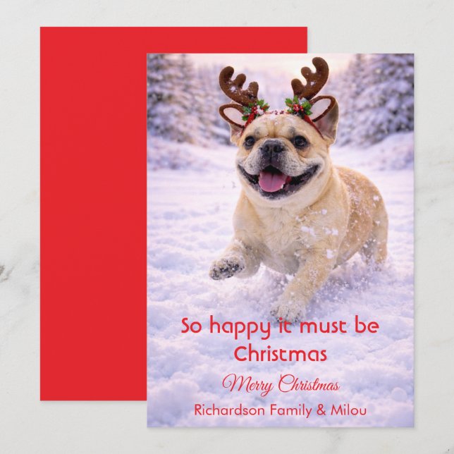 Cute Dog with Christmas Tender Quote Holiday Card (Front/Back)