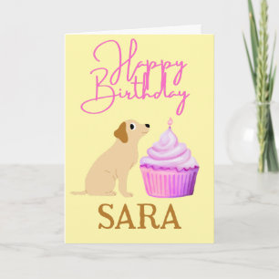 CUTE DOG WITH CUPCAKE BIRTHDAY Card