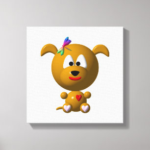 Cute Dog with Dragonfly Canvas Print