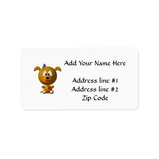 Cute Dog with Dragonfly Label (Front)