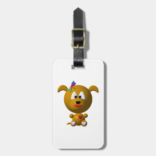 Cute Dog with Dragonfly Luggage Tag