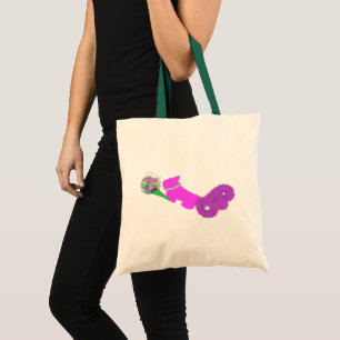 Cute dog with flowers tote bag