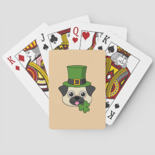 Cute Dog with Green Hat and Shamrock St Patrick's Playing Cards