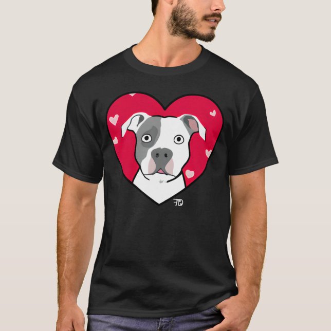 Cute Dog With Heart Fighting Dogs T-Shirt (Front)
