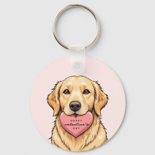 Cute Dog with Heart Happy Valentine's Day Key Ring