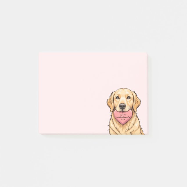 Cute Dog with Heart Happy Valentine's Day Post-it Notes (Front)