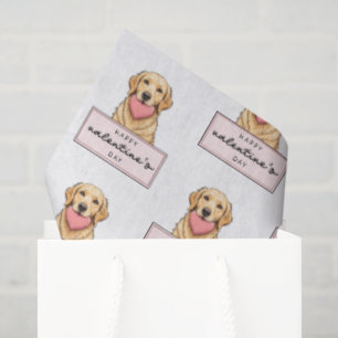 Cute Dog with Heart Happy Valentine's Day Tissue Paper