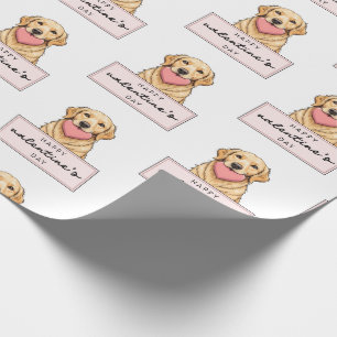 Cute Dog with Heart Happy Valentine's Day Wrapping Paper