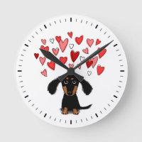 Cute Dog with Hearts Black and Tan Dachshund