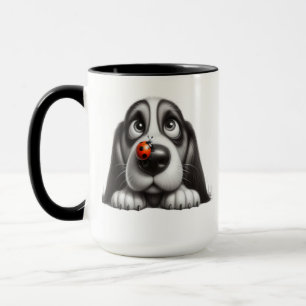 Cute dog with ladybug mug