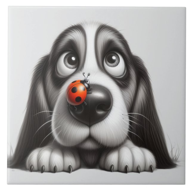 Cute dog with ladybug tile (Front)