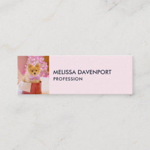 Cute Dog with Pink Bow Christmas Photo Mini Business Card