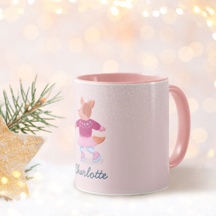 Cute Dog with Sweater Ice Skating Winter Name Mug