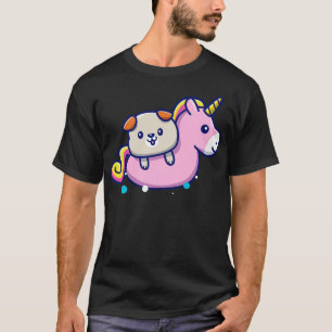 Cute Dog With Swim Ring Unicorn T-Shirt