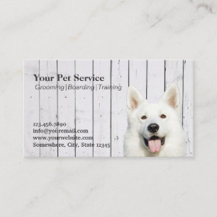 Cute Dog Wood Stripes Pet Salon Grooming Business Card