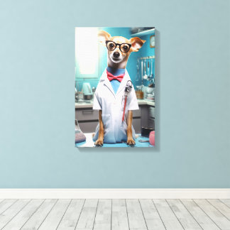Cute Dog Working as a Doctor Canvas Print