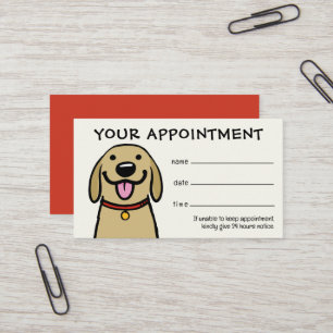 Cute Dog Yellow Lab Pet Care Appointment Reminder Business Card