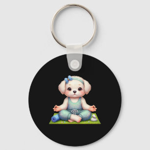 Cute Dog Yoga With Fancy Outfit, Puppy Lover Key Ring