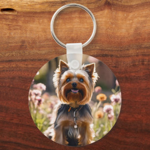 Cute Dog Your Photo Blush Pink Name Key Ring