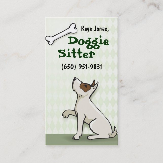 Cute Doggie Business Cards- green Business Card (Front)