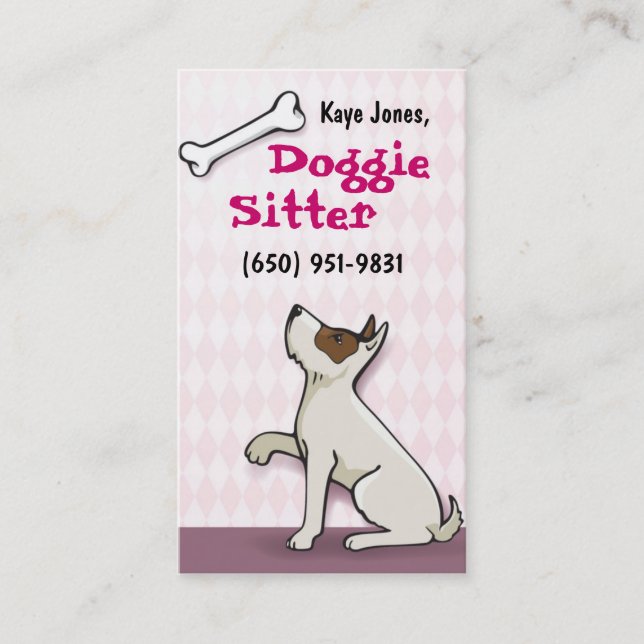 Cute Doggie Business Cards- pink Business Card (Front)