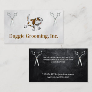 Cute Doggie Dog Grooming Scissors Business Card