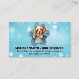 Cute Doggie Taking Bath   Groomer Business Card