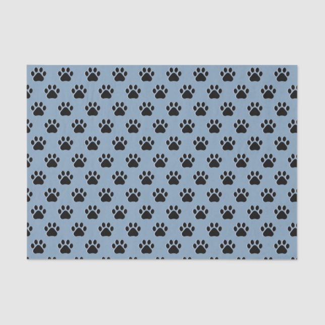 Cute Doggy Black Paws Tissue Paper (Front)