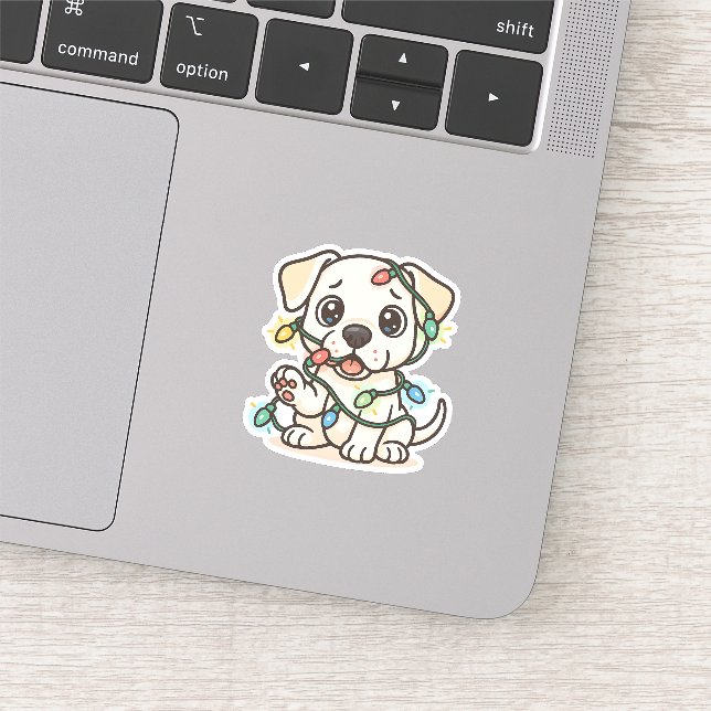 Cute Dogo Argentino Christmas Puppy Sticker  (Detail)