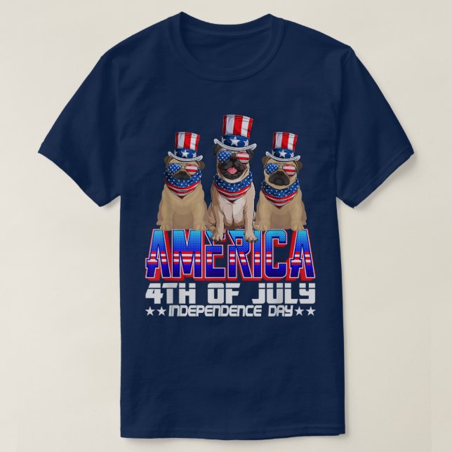 Cute Dogs, America 4th of July Independence Day  T-Shirt (Design Front)