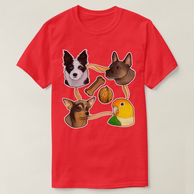 Cute Dogs and Caique T-Shirt (Design Front)