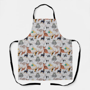 Cute Dogs And Cats Pattern Design Apron