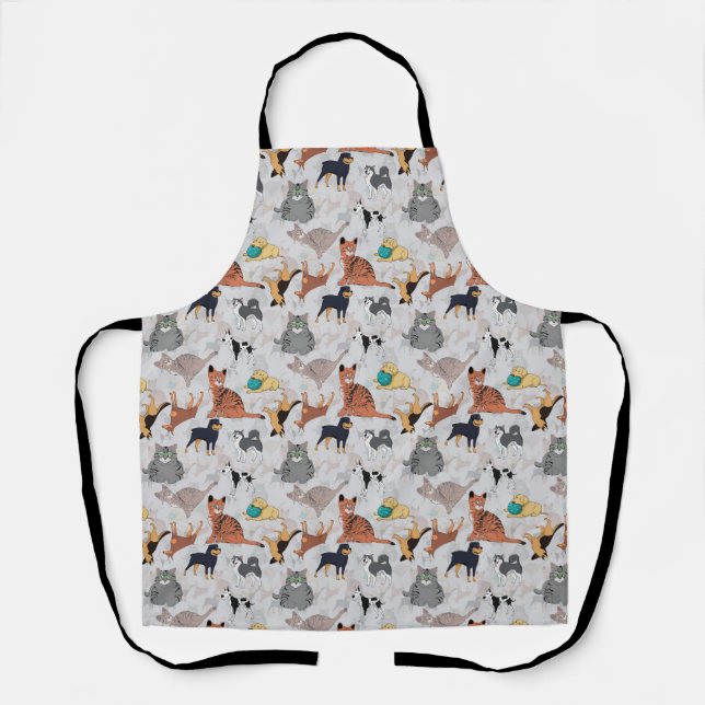 Cute Dogs And Cats Pattern Design Apron (Front)