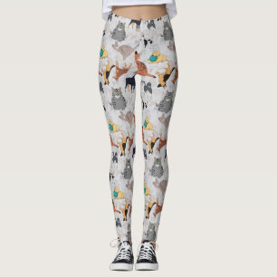 Cute Dogs And Cats Pattern Design Leggings