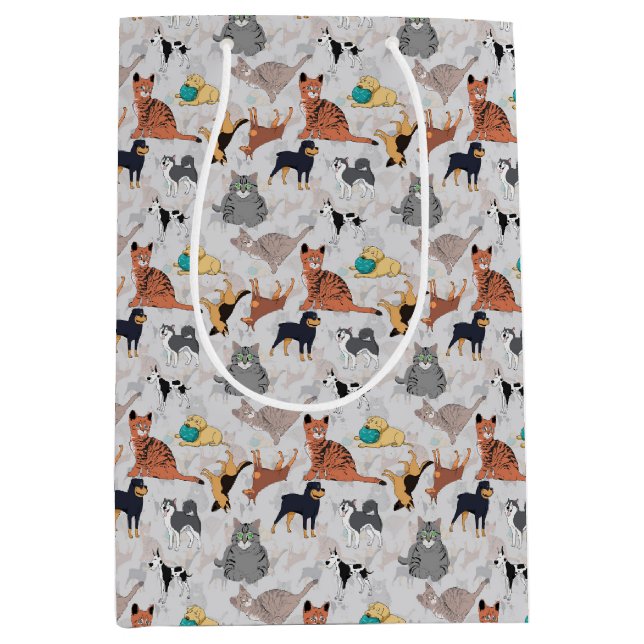Cute Dogs And Cats Pattern Design Medium Gift Bag (Front)