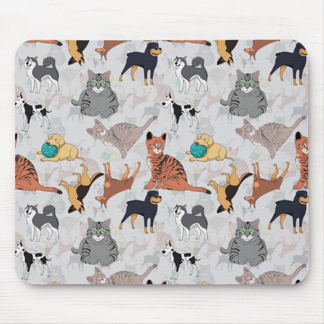 Cute Dogs And Cats Pattern Design Mouse Mat (Front)
